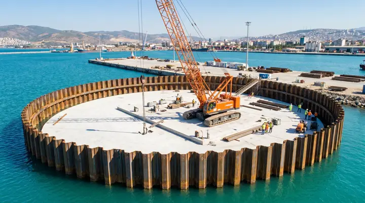 Denizli Palplanş: deniz içinde dairesel palplanş batardo